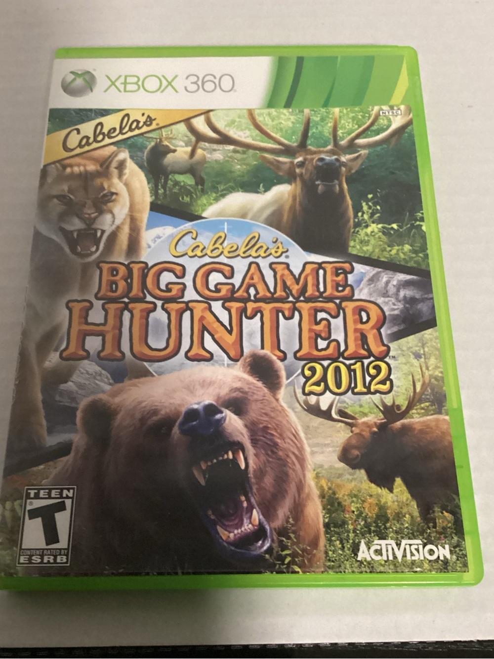 Cabela's Hunting Game Xbox 360 with Green Case and Wildlife Cover